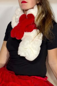 Dames sjaal bont  Rood-Wit